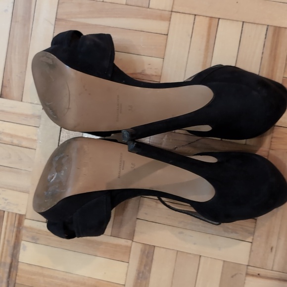 Zara suede platform 5" heel T strap sandals size 38 - Picture 13 of 13